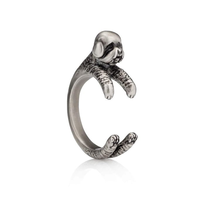 Stylish Bichon Frise Wrap Ring for Dog Lovers - Wearing Felicity Bichon-Frise-Wrap-Ring-01