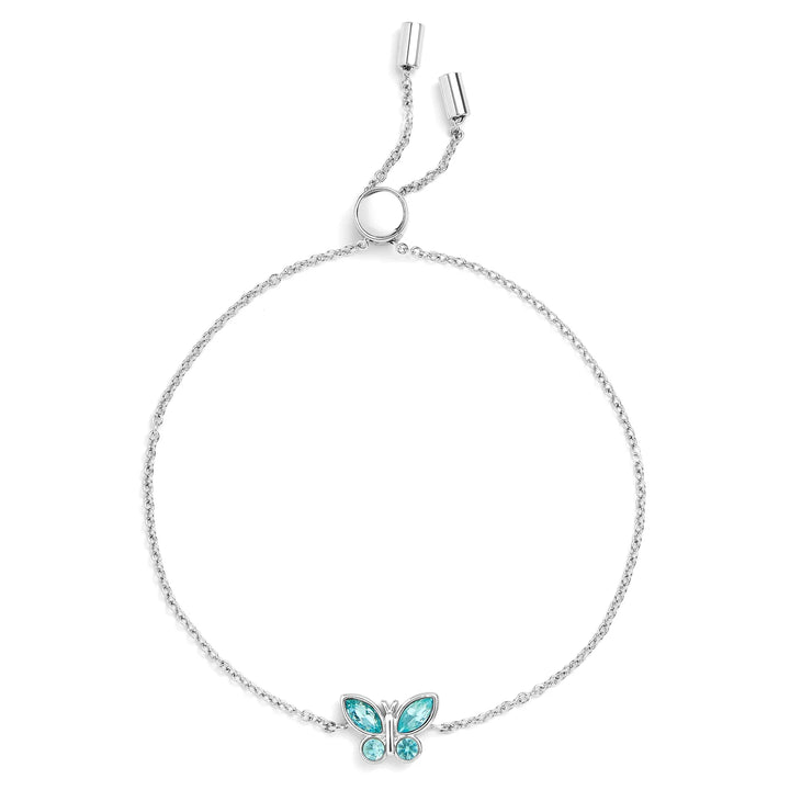 Charming Birthstone Butterfly Bracelet for Any Occasion - Wearing Felicity Birthstone-Butterfly-Bracelet-Aquamarine