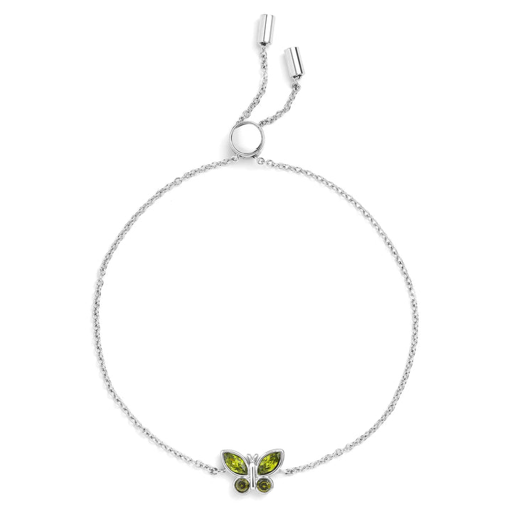 Charming Birthstone Butterfly Bracelet for Any Occasion - Wearing Felicity Birthstone-Butterfly-Bracelet-Peridot