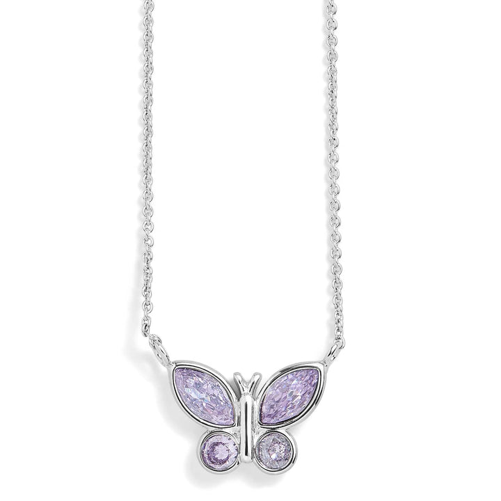 Elegant Birthstone Butterfly Necklace for Every Month - Wearing Felicity Birthstone-Butterfly-Necklace-Amethyst