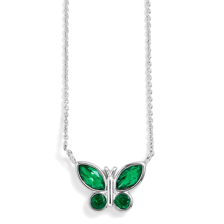 Elegant Birthstone Butterfly Necklace for Every Month - Wearing Felicity Birthstone-Butterfly-Necklace-Emerald