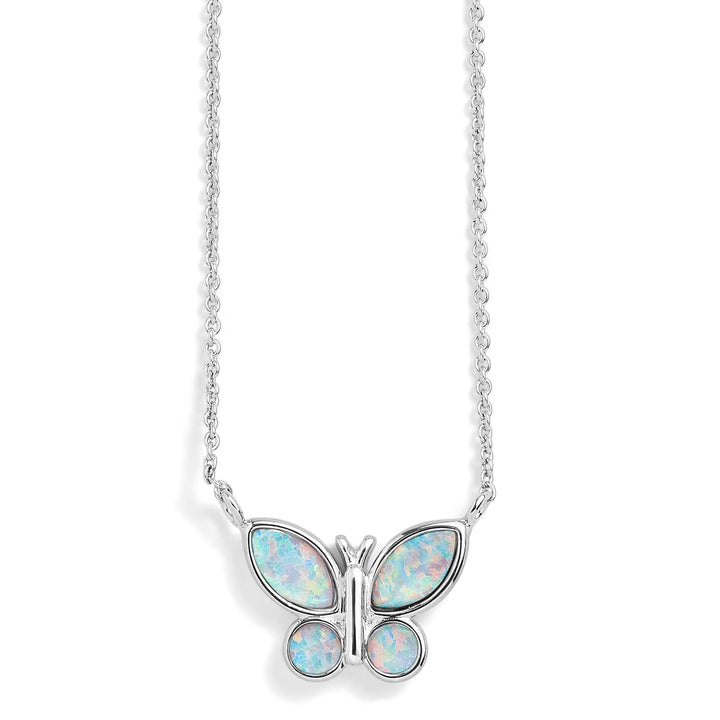 Elegant Birthstone Butterfly Necklace for Every Month - Wearing Felicity Birthstone-Butterfly-Necklace-Opal