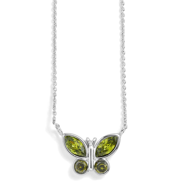 Elegant Birthstone Butterfly Necklace for Every Month - Wearing Felicity Birthstone-Butterfly-Necklace-Peridot