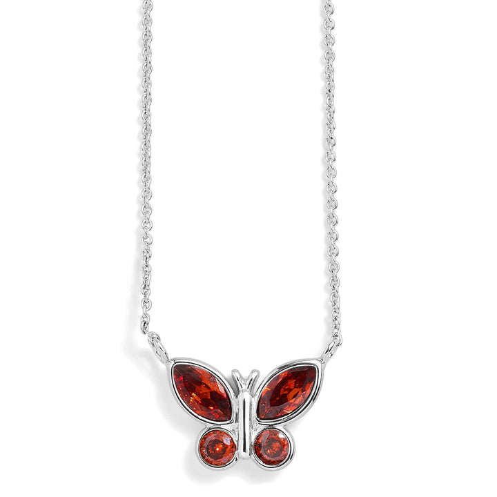 Elegant Birthstone Butterfly Necklace for Every Month - Wearing Felicity Birthstone-Butterfly-Necklace-Ruby