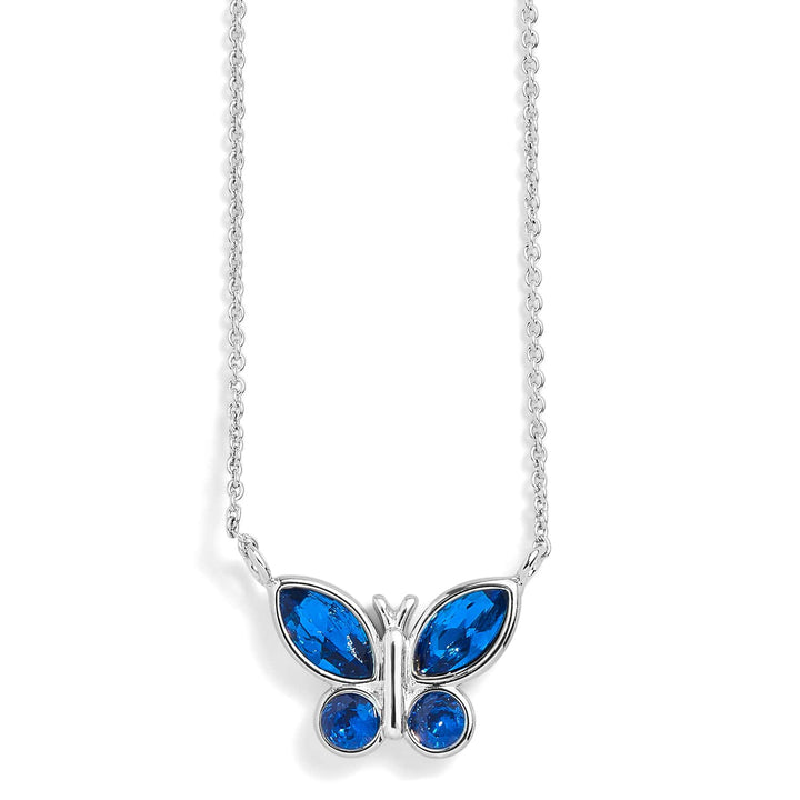 Elegant Birthstone Butterfly Necklace for Every Month - Wearing Felicity Birthstone-Butterfly-Necklace-Sapphire