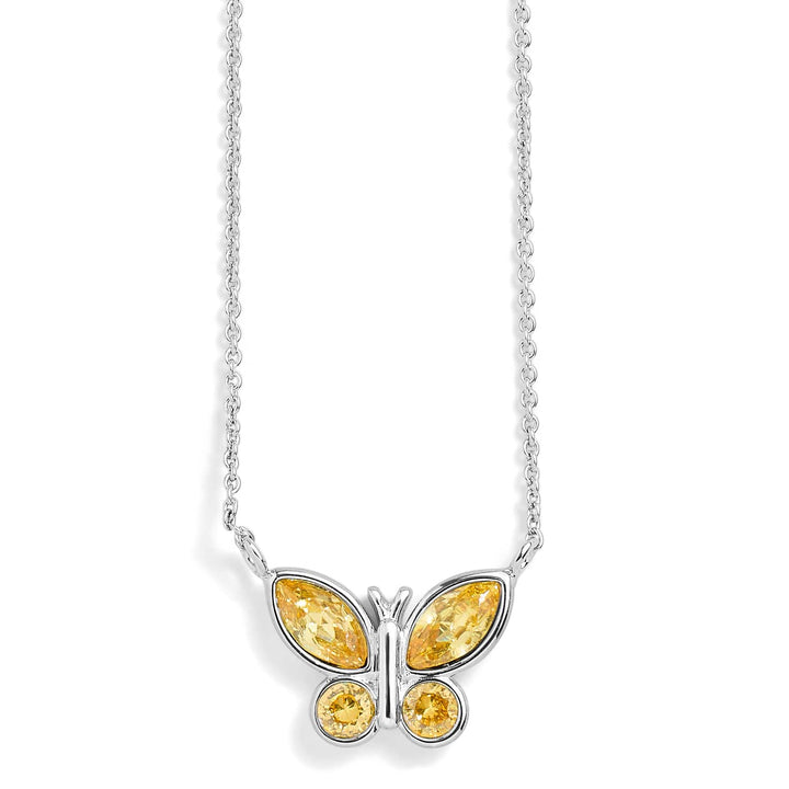 Elegant Birthstone Butterfly Necklace for Every Month - Wearing Felicity Birthstone-Butterfly-Necklace-Yellow-Topaz