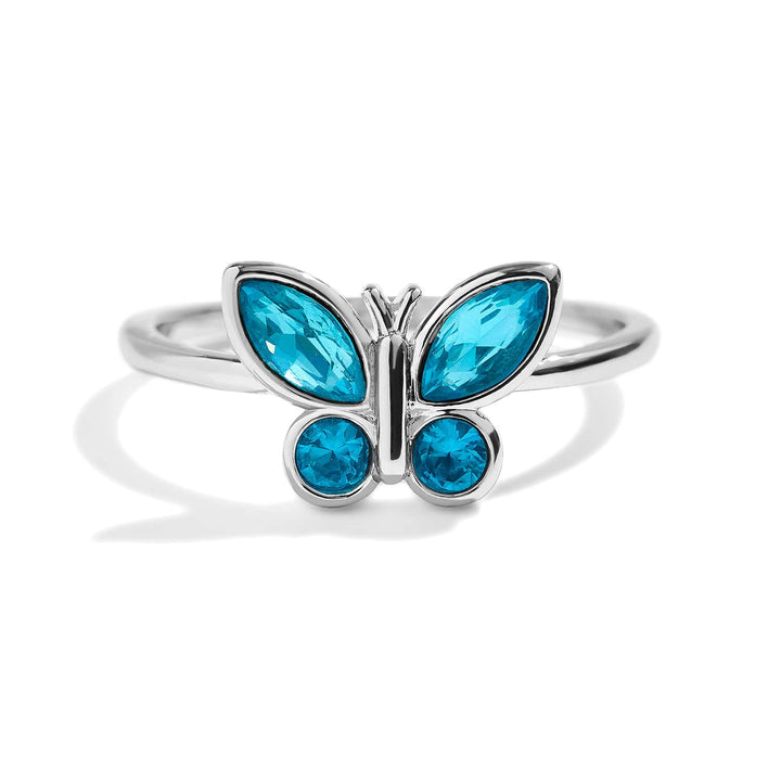 Elegant Birthstone Butterfly Ring for Every Occasion - Wearing Felicity Birthstone-Butterfly-Ring-Aquamarine