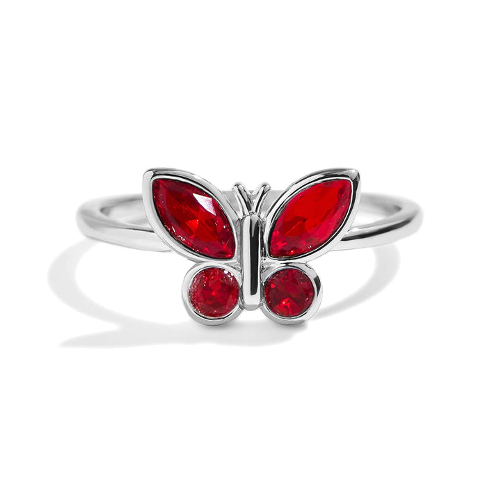 Elegant Birthstone Butterfly Ring for Every Occasion - Wearing Felicity Birthstone-Butterfly-Ring-Garnet