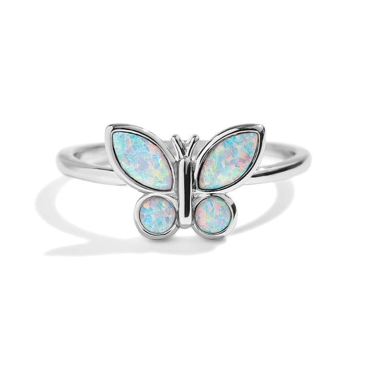 Elegant Birthstone Butterfly Ring for Every Occasion - Wearing Felicity Birthstone-Butterfly-Ring-Opal