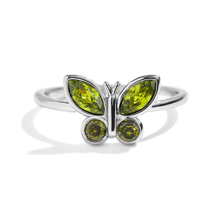 Elegant Birthstone Butterfly Ring for Every Occasion - Wearing Felicity Birthstone-Butterfly-Ring-Peridot