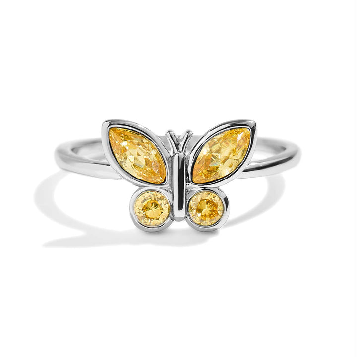 Elegant Birthstone Butterfly Ring for Every Occasion - Wearing Felicity Birthstone-Butterfly-Ring-Yellow-Topaz