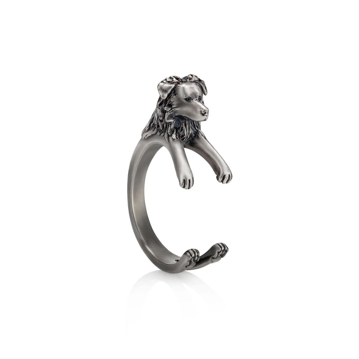 Stylish Border Collie Wrap Ring for Dog Lovers - Wearing Felicity Border-Collie-Wrap-Ring-01