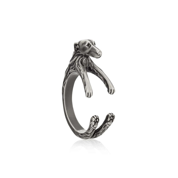 Stylish Borzois Wrap Ring for Dog Lovers - Wearing Felicity Borzois-Wrap-Ring