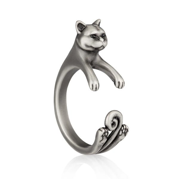 Stylish British Shorthair Wrap Ring for Cat Lovers - Wearing Felicity British-Shorthair-Wrap-Ring-0