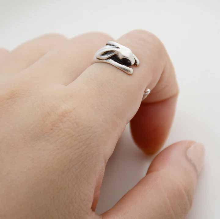 Stylish Bunny Wrap Ring for Animal Lovers - Wearing Felicity Bunny-Wrap-Ring-02