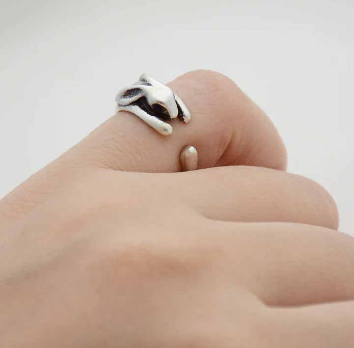 Stylish Bunny Wrap Ring for Animal Lovers - Wearing Felicity Bunny-Wrap-Ring-04