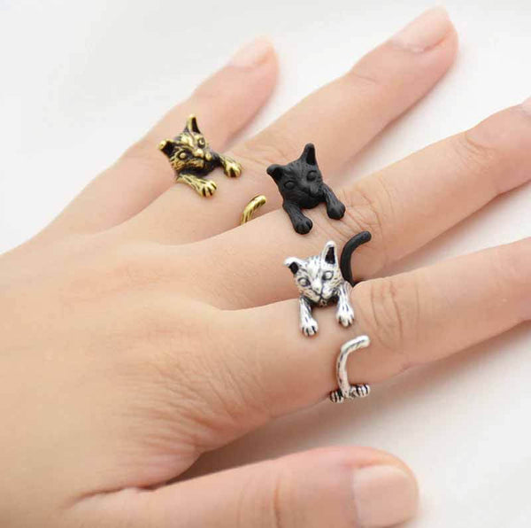 Stylish Cat Wrap Ring - Perfect Gift for Cat Lovers - Wearing Felicity Cat-Wrap-Ring-01