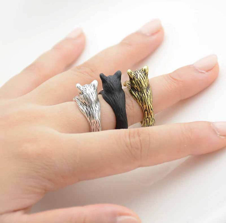 Stylish Cat Wrap Ring - Perfect Gift for Cat Lovers - Wearing Felicity Cat-Wrap-Ring-02