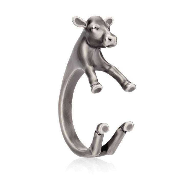 Stylish Cow Wrap Ring for Animal Lovers - Wearing Felicity Cow-Wrap-Ring