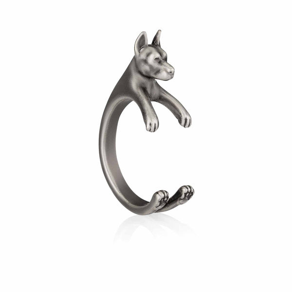 Stylish Doberman Wrap Ring for Animal Lovers - Wearing Felicity Doberman-Wrap-Ring-01