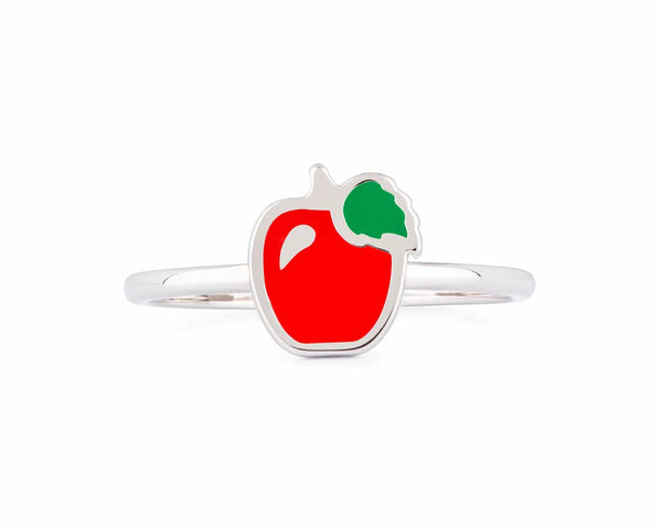 Stylish Enamel Apple Ring for Trendy Accessory Lovers - Wearing Felicity Enamel-Apple-Ring-01