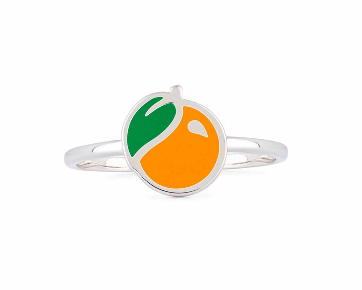 Stylish Enamel Orange Ring - Trendy Jewelry for You - Wearing Felicity Enamel-Orange-Ring-01