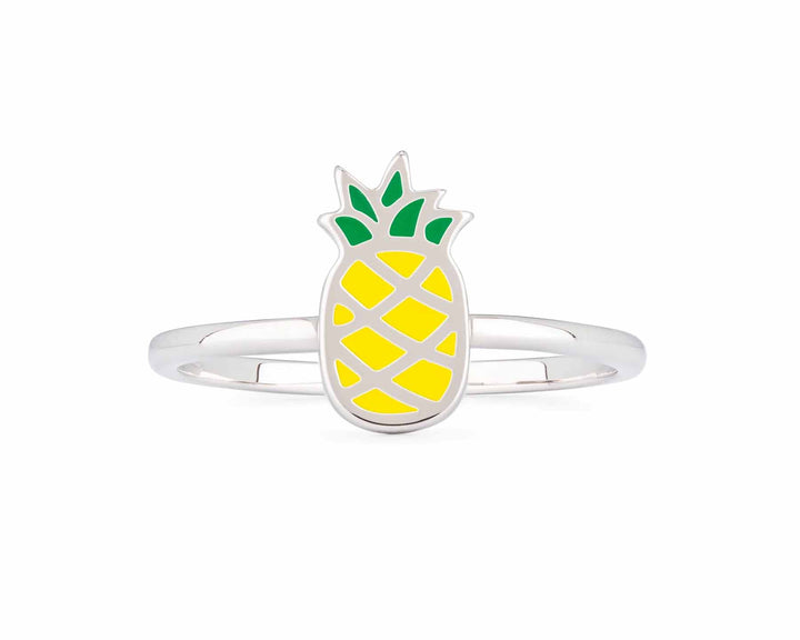 Stylish Enamel Pineapple Ring for Trendy Women - Wearing Felicity Enamel-Pineapple-Ring-01