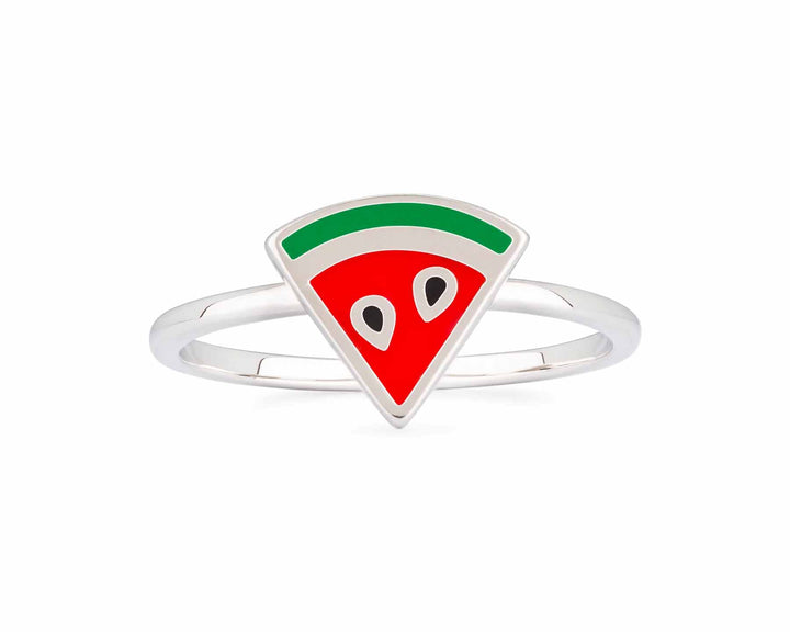 Stylish Enamel Watermelon Ring - Trendy Jewelry - Wearing Felicity Enamel-Watermelon-Ring-01