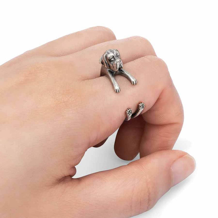 Stylish English Mastiff Wrap Ring for Dog Lovers - Wearing Felicity English-Mastiff-Wrap-Ring-02