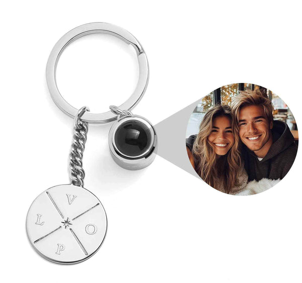 Personalized Engravable Circle Photo Keychain - Wearing Felicity Engravable-Circle-Photo-Keychain-01