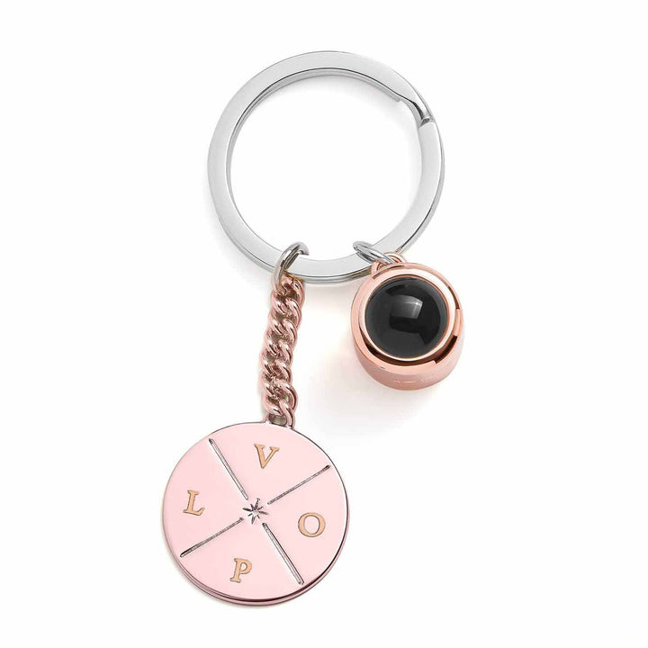 Personalized Engravable Circle Photo Keychain - Wearing Felicity Engravable-Circle-Photo-Keychain-03