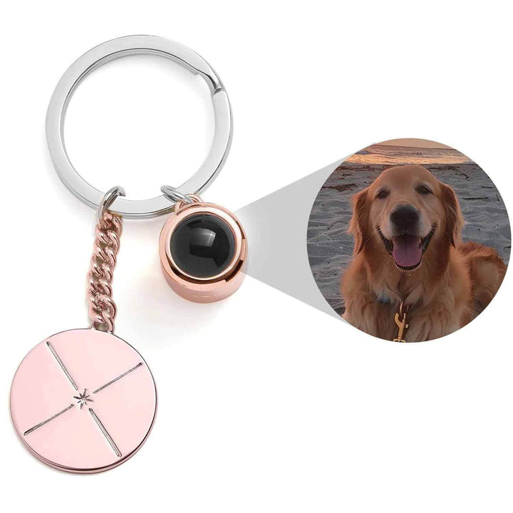 Personalized Engravable Circle Photo Keychain - Wearing Felicity Engravable-Circle-Photo-Keychain-Rose-Gold