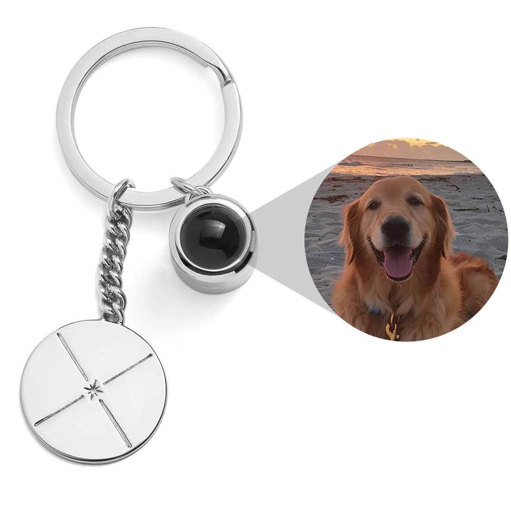 Personalized Engravable Circle Photo Keychain - Wearing Felicity Engravable-Circle-Photo-Keychain-Silver