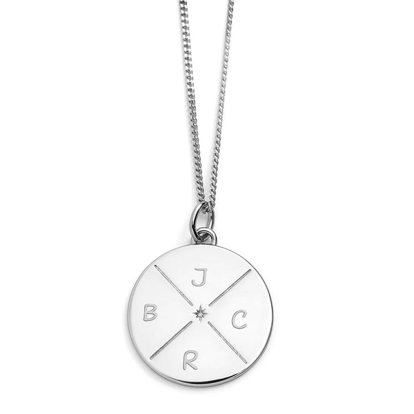 Personalized Engravable Circle Quadrant Necklace - Wearing Felicity Engravable-Circle-Quadrant-Necklace-01