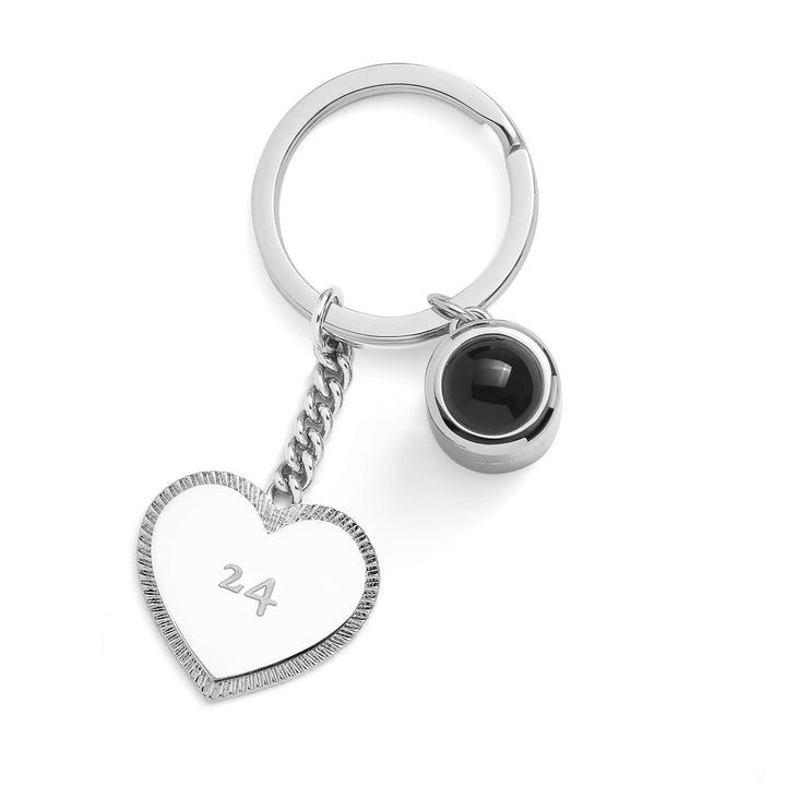 Personalized Engravable Heart Photo Keychain - Wearing Felicity Engravable-Heart-Photo-Keychain-01