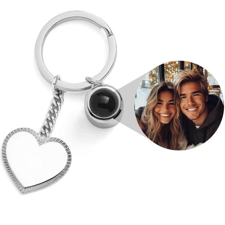 Personalized Engravable Heart Photo Keychain - Wearing Felicity Engravable-Heart-Photo-Keychain-Silver