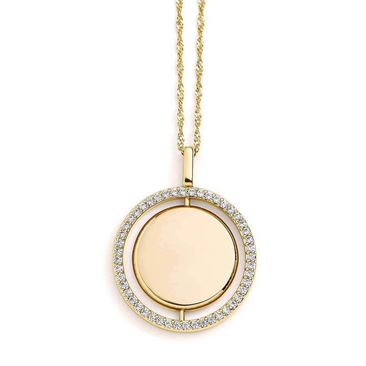 Personalized Engravable Spin Necklace - Wearing Felicity Engravable-Spin-Necklace-Gold