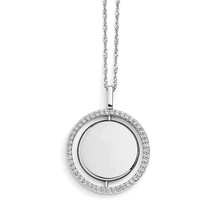 Personalized Engravable Spin Necklace - Wearing Felicity Engravable-Spin-Necklace-Silver