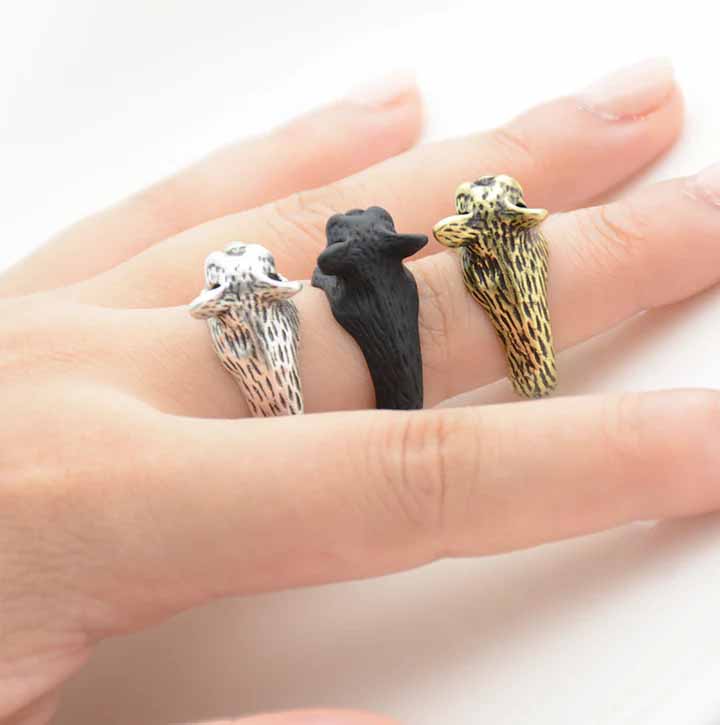 Stylish French Bull Dog Wrap Ring for Pet Lovers - Wearing Felicity French-Bull-Dog-Wrap-Ring-02