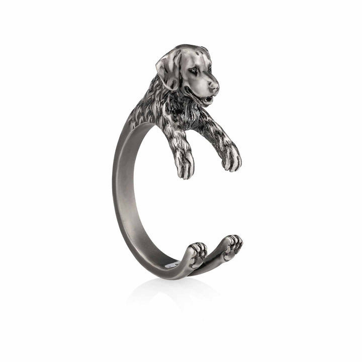 Stylish Golden Retriever Wrap Ring for Dog Lovers - Wearing Felicity Golden-Retriever-Wrap-Ring-Silver