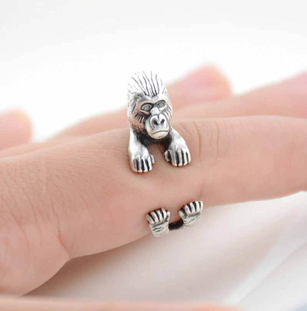 Stylish Gorilla Wrap Ring for Animal Lovers - Wearing Felicity Gorilla-Wrap-Ring