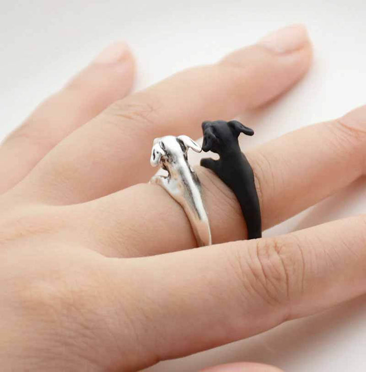 Stylish Greyhound Wrap Ring for Animal Lovers - Wearing Felicity Greyhound-Wrap-Ring-02