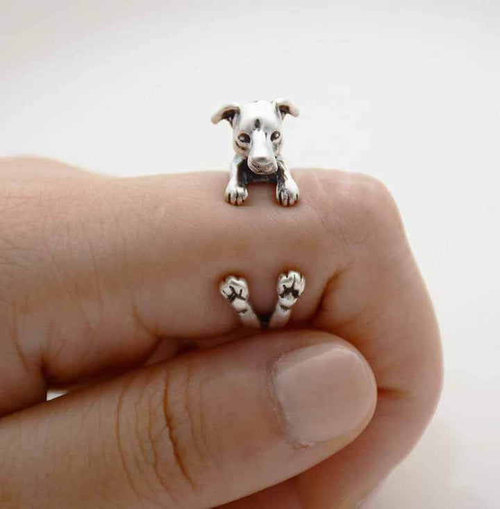 Stylish Greyhound Wrap Ring for Animal Lovers - Wearing Felicity Greyhound-Wrap-Ring-Silver