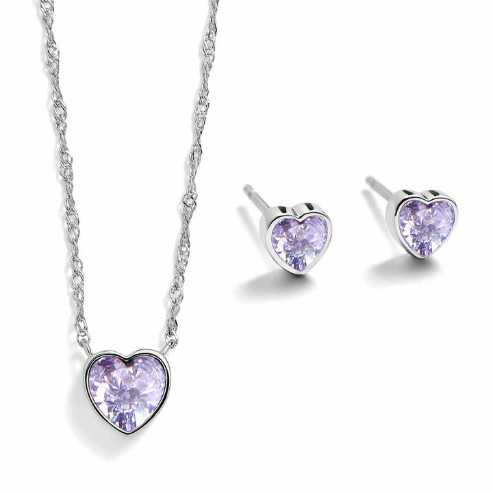 Elegant Heart Birthstone Gift Set for Every Occasion - Wearing Felicity Heart-Birthstone-Pendant-and-Stud-Gift-Set-Alexandrite