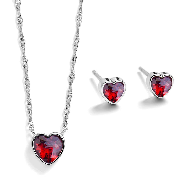 Elegant Heart Birthstone Gift Set for Every Occasion - Wearing Felicity Heart-Birthstone-Pendant-and-Stud-Gift-Set-Garnet