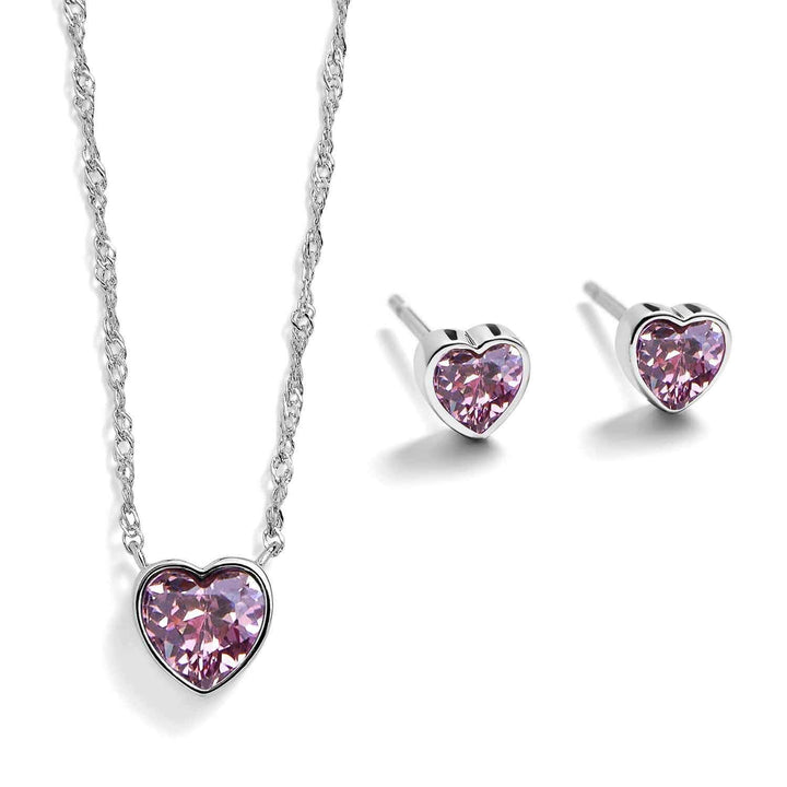 Elegant Heart Birthstone Gift Set for Every Occasion - Wearing Felicity Heart-Birthstone-Pendant-and-Stud-Gift-Set-Tourmaline