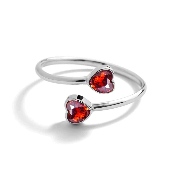 Custom Heart Birthstone Wrap Ring - Wearing Felicity Heart-Birthstone-Wrap-Ring-Ruby