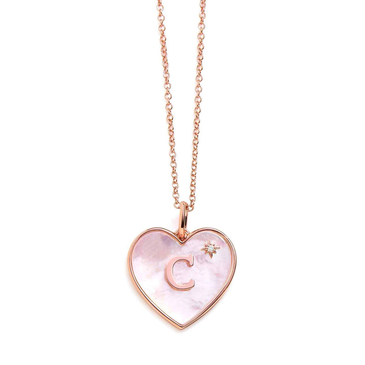 Heart Mother Of Pearl Initial Necklace