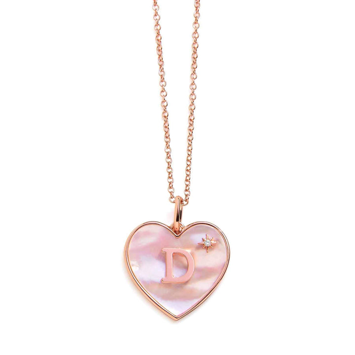 Heart Mother Of Pearl Initial Necklace