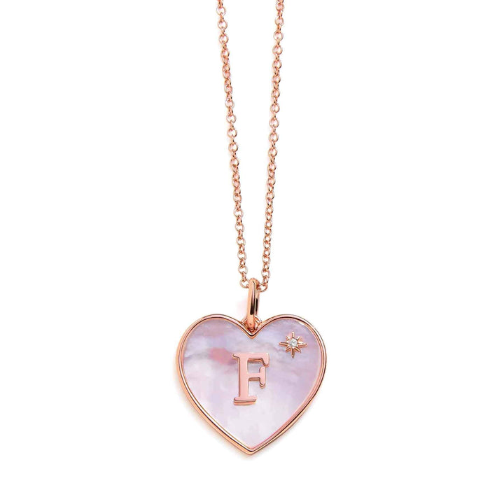 Heart Mother Of Pearl Initial Necklace